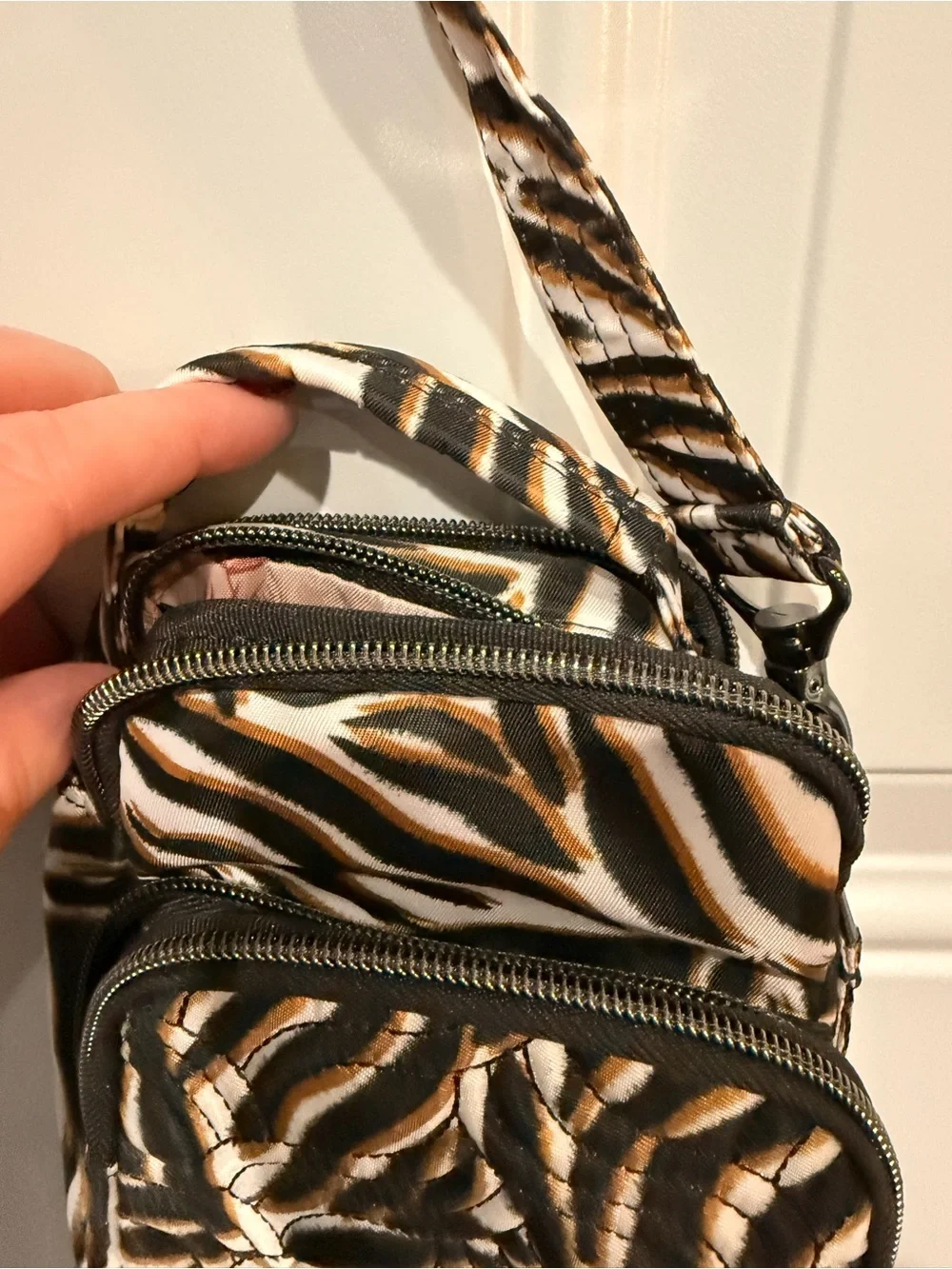 LUG Zebra-Print Crossbody Bag - Black & Cream